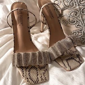 Cape Robbin Kessica Snake High Heel Open Toe Strap Rhinestone Pump Sandal 8.5